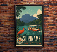 Suriname - Mount Kasishma - Vintage Tourism Travel Poster