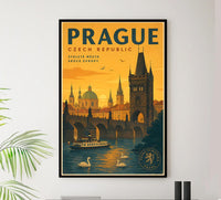 Czech Republic - Prague - Vintage Tourism Travel Poster