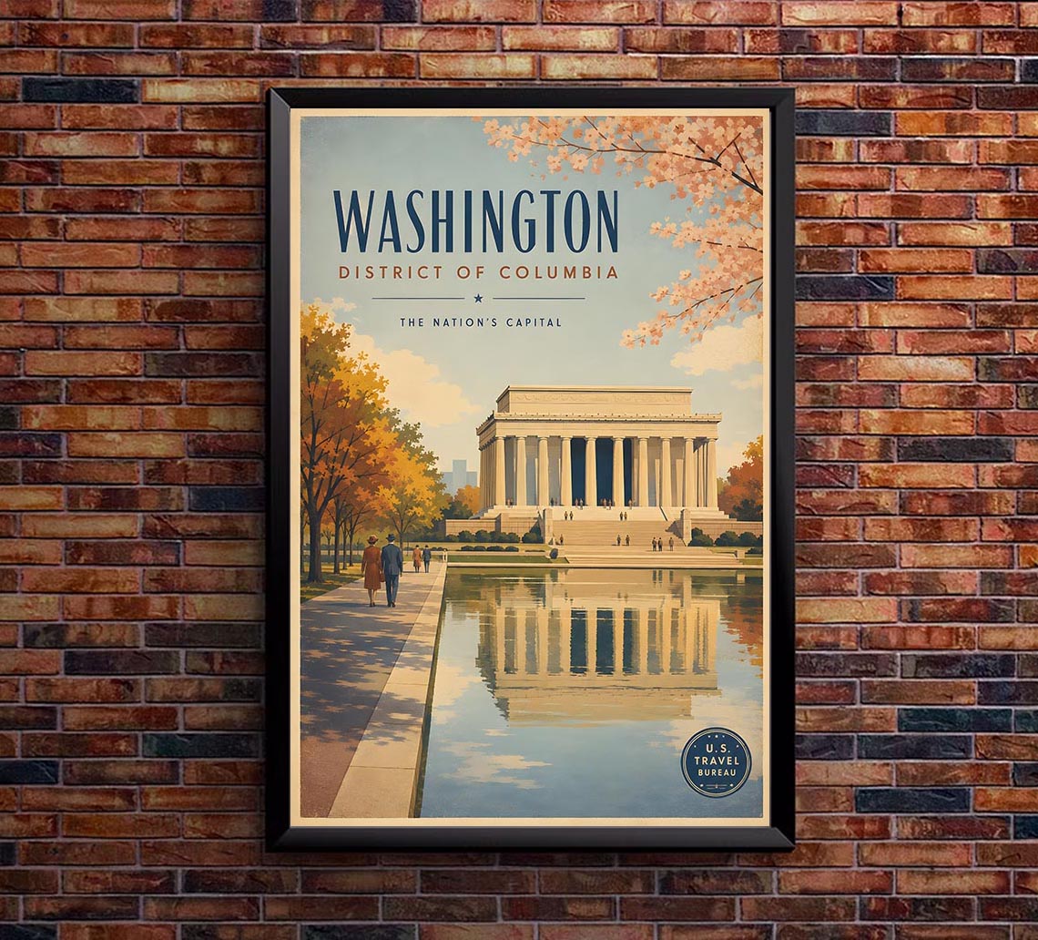 Columbia - Washington D.C. - Vintage Tourism Travel Poster