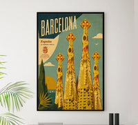 Spain - Barcelona - Vintage Tourism Travel Poster