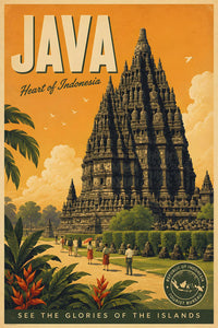 Indonesia - Java - Vintage Tourism Travel Poster