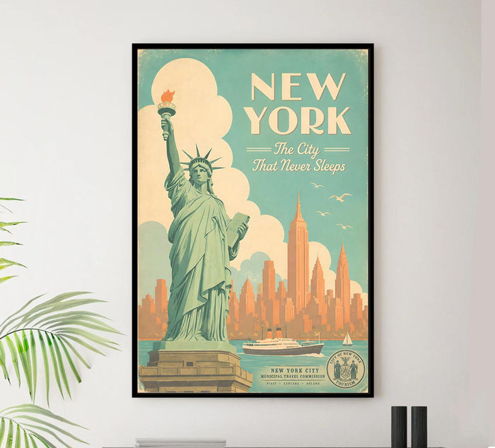 New York - Travel New v3 - Vintage Tourism Travel Poster