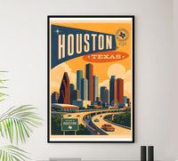 Texas - Houston - Vintage Tourism Travel Poster