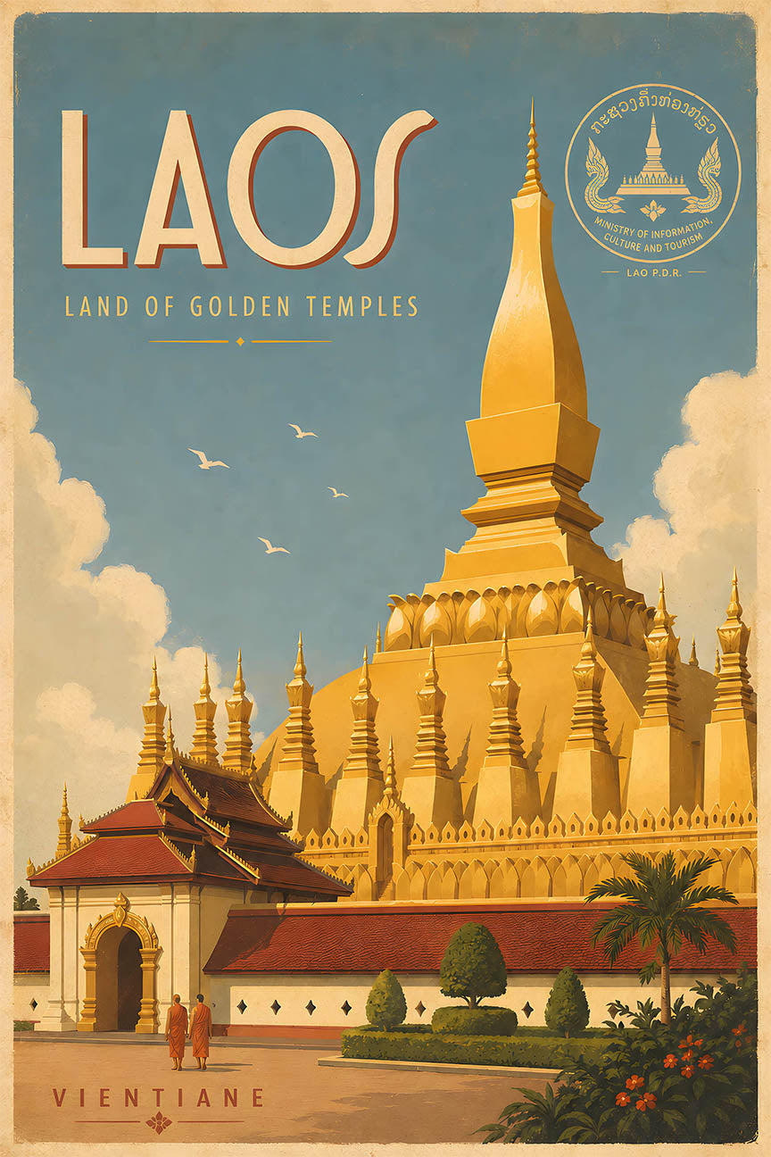 Laos - Tourism - v1 - Vintage Travel Poster