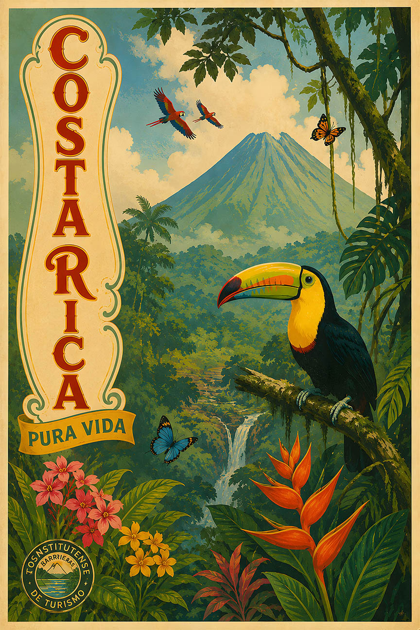 Costa Rica - Tourism - v1 - Vintage Travel Poster