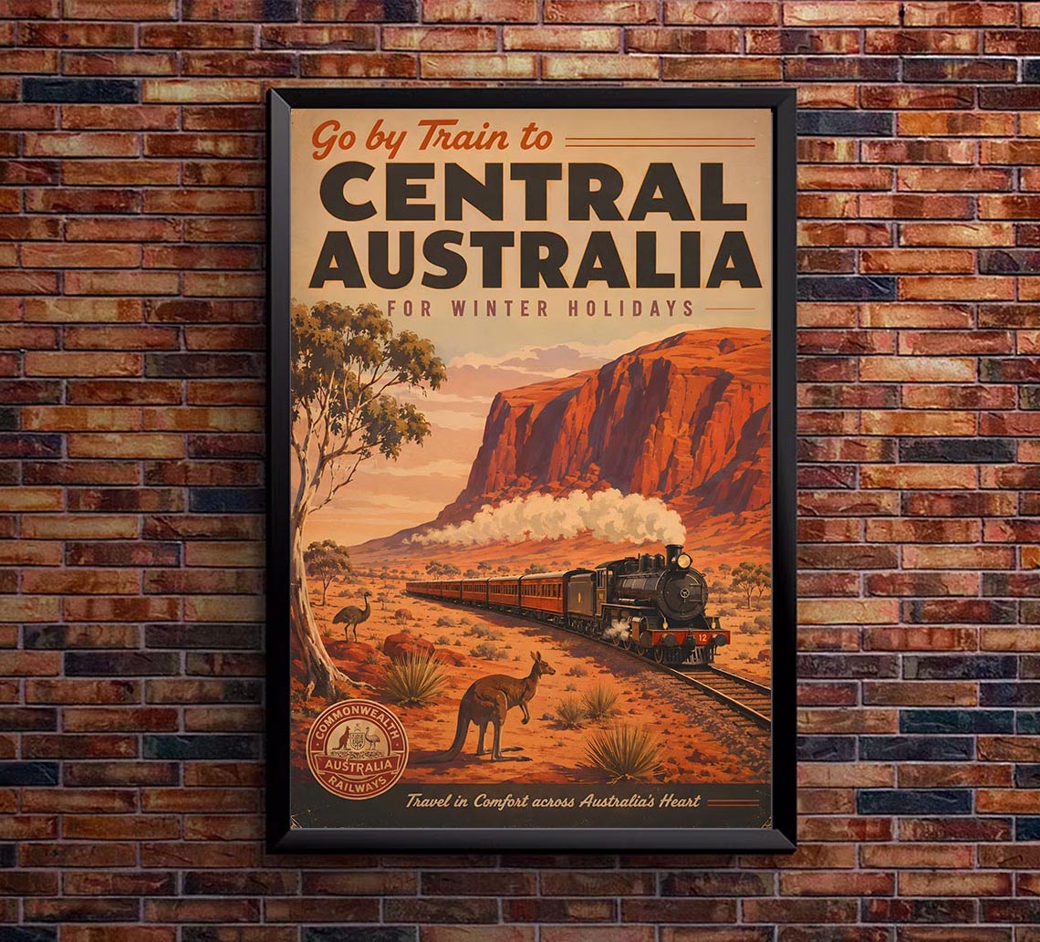 Australia - Central Australia - Vintage Tourism Travel Poster