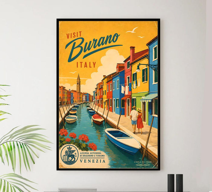 Italy - Burano 1 - Vintage Tourism Travel Poster