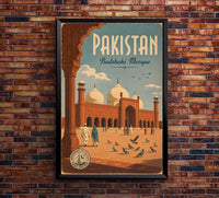 Badshahi Mosque - Pakistan - Vintage Tourism Travel Poster