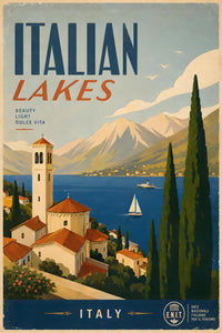 Italy - Italian Lakes - Vintage Tourism Travel Poster