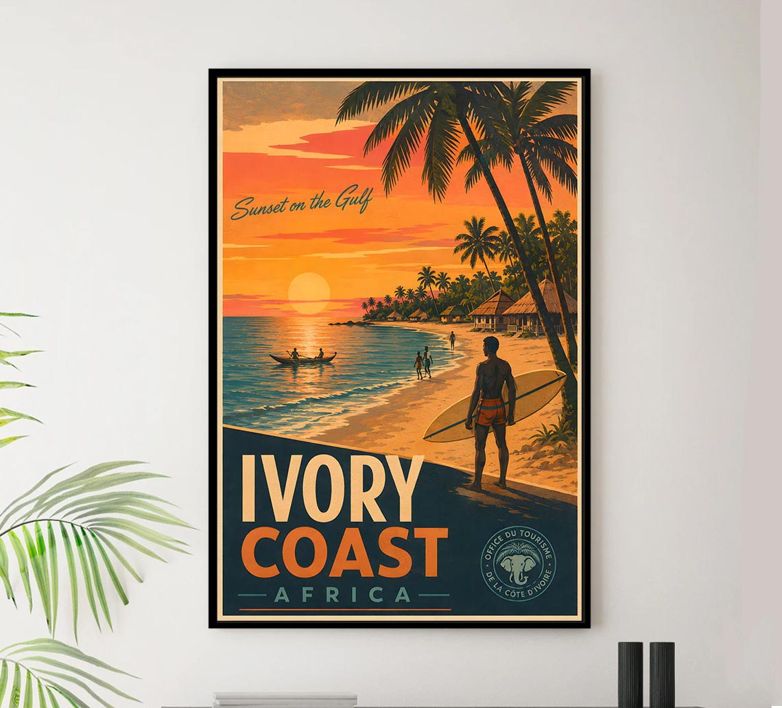 Africa - Ivory Coast - Vintage Tourism Travel Poster