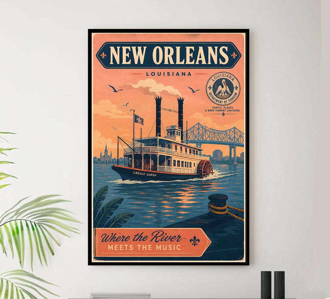 Louisiana - New Orleans v2 - Vintage Tourism Travel Poster