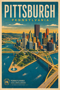 Pennsylvania - Pittsburgh - Vintage Tourism Travel Poster