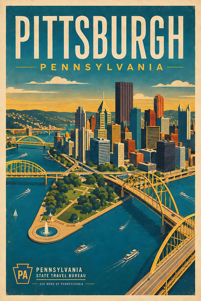 Pennsylvania - Pittsburgh - Vintage Tourism Travel Poster