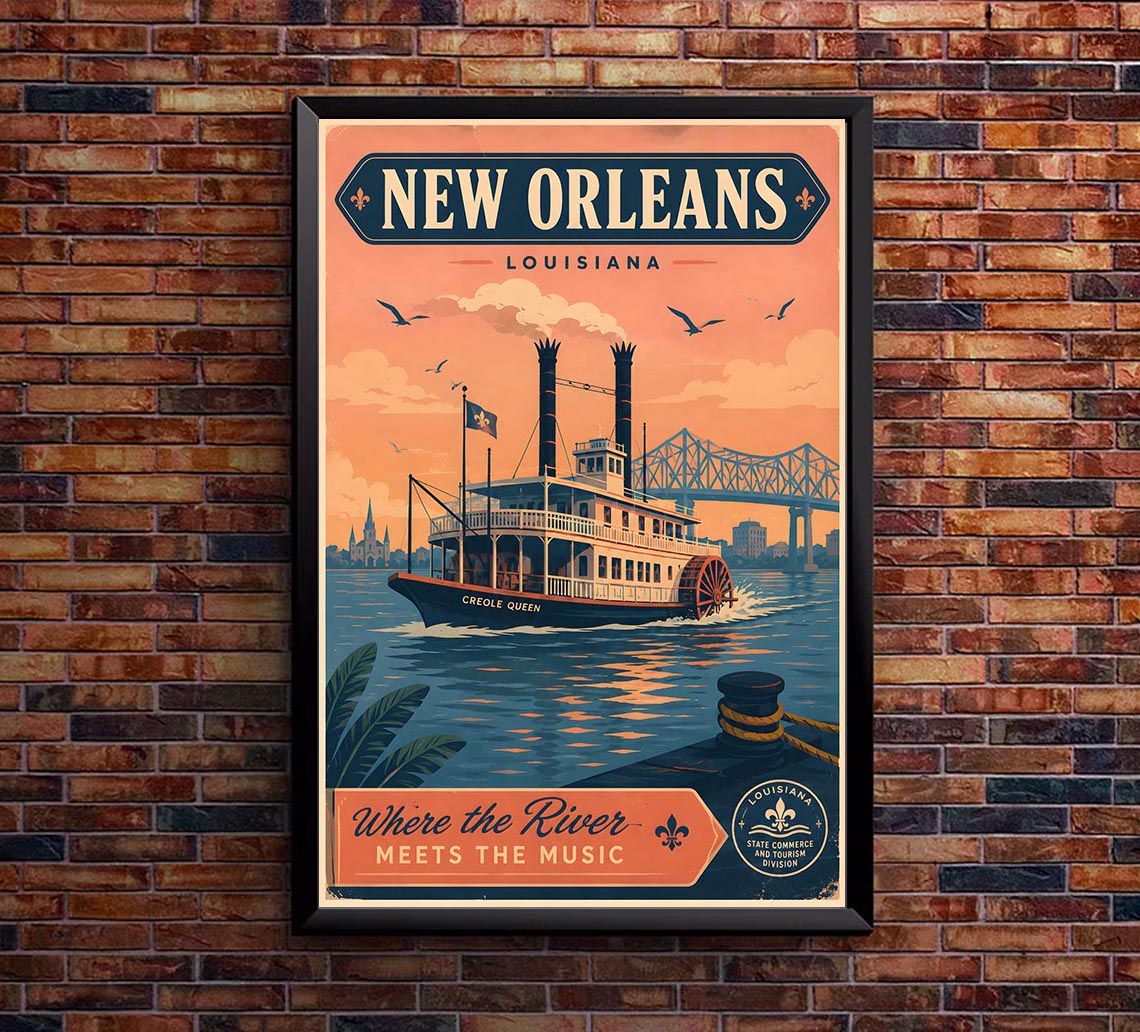 Louisiana - New Orleans v2 (2) - Vintage Tourism Travel Poster
