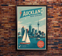 New Zealand - Auckland 2 - Vintage Tourism Travel Poster