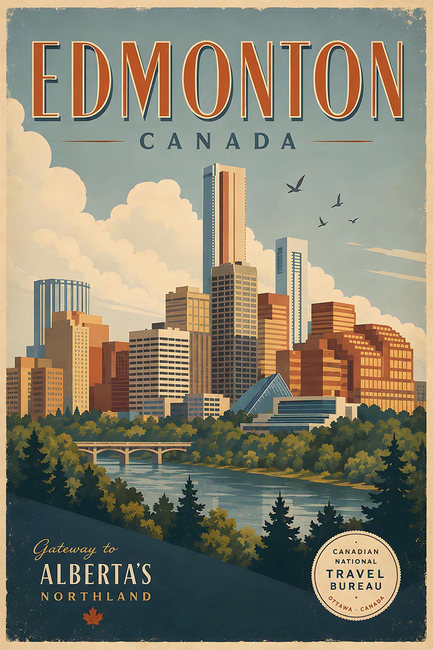 Canada - Edmonton - Vintage Tourism Travel Poster