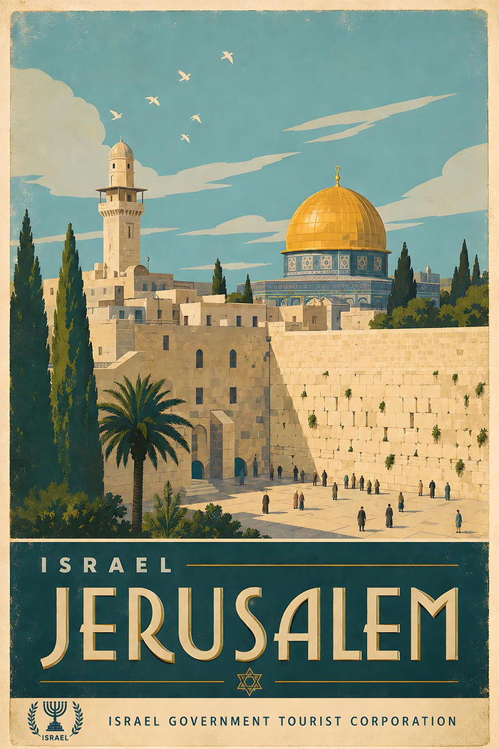 Israel - Jerusalem - Vintage Tourism Travel Poster