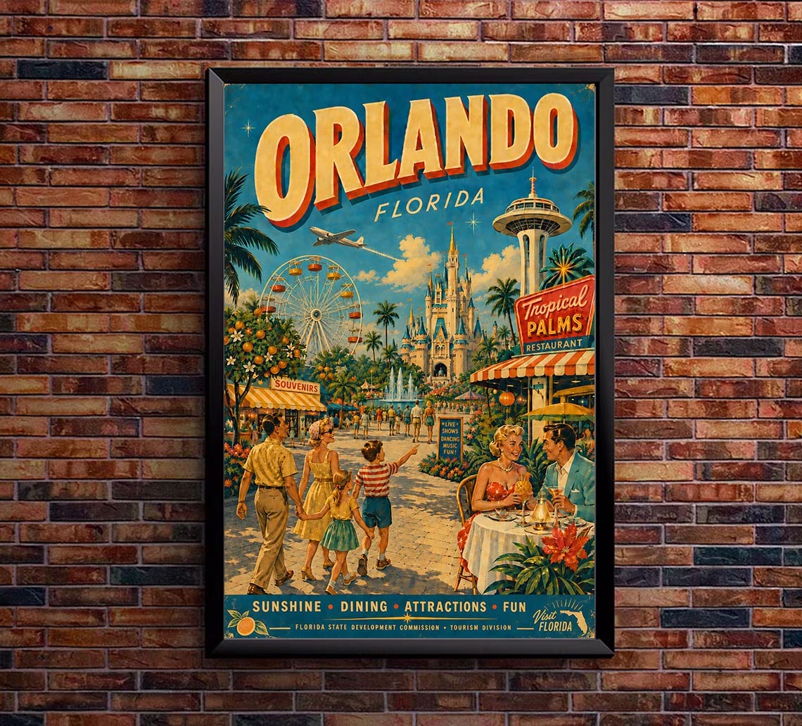 Orlando - Florida - Vintage Tourism Travel Poster