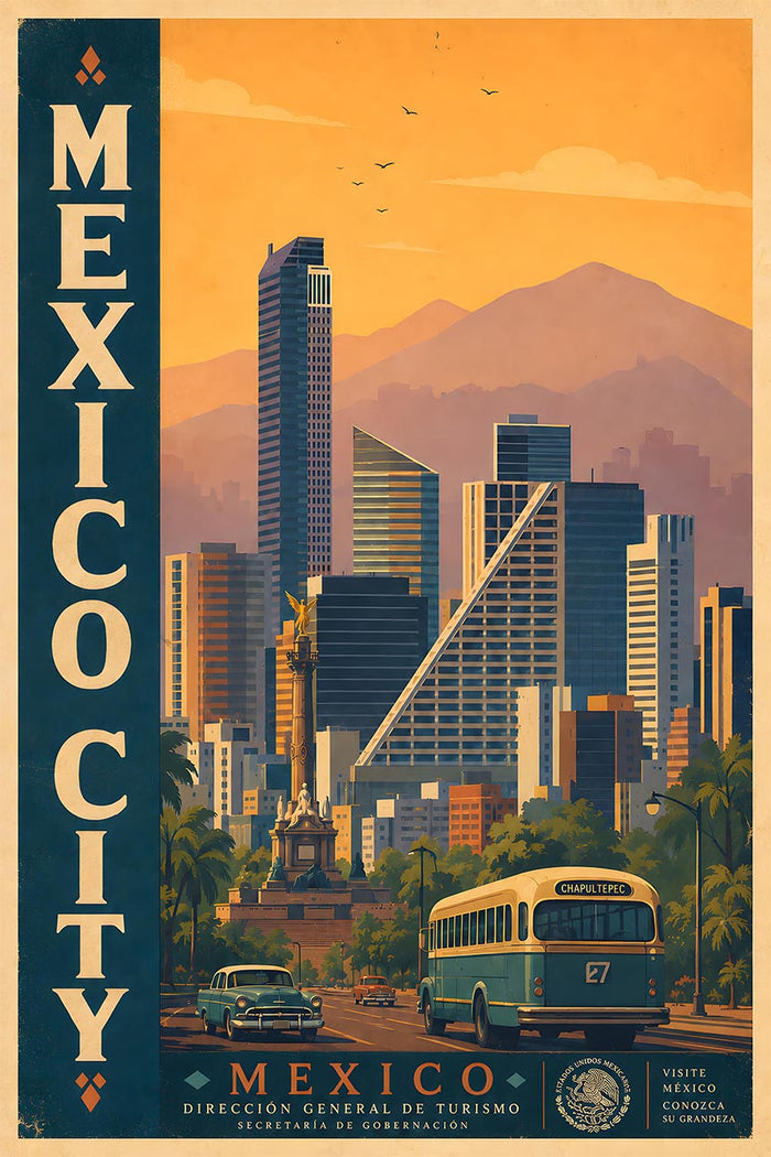 Mexico - Mexico City - Vintage Tourism Travel Poster