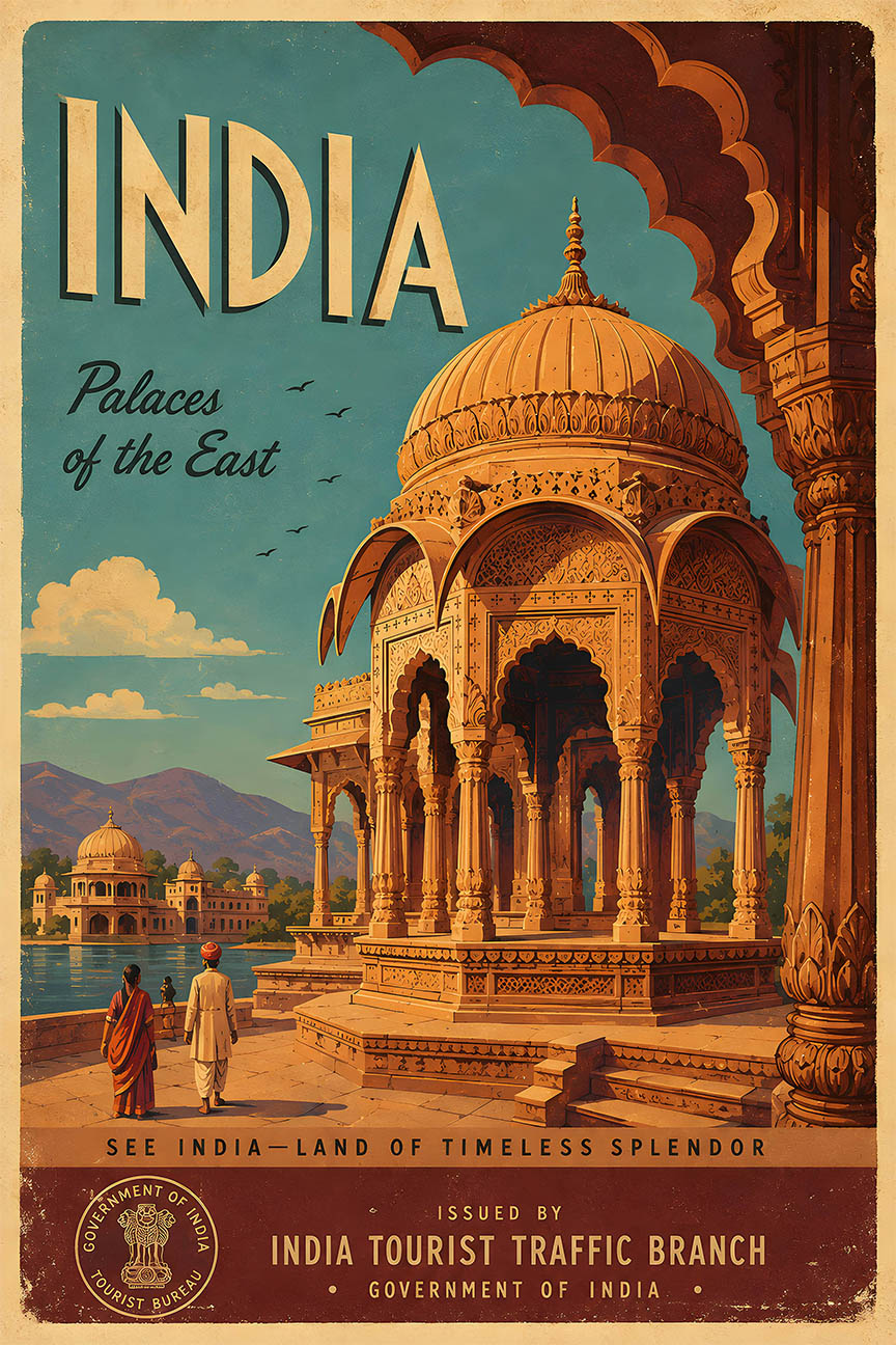 India - Tourism - v1 - Vintage Travel Poster