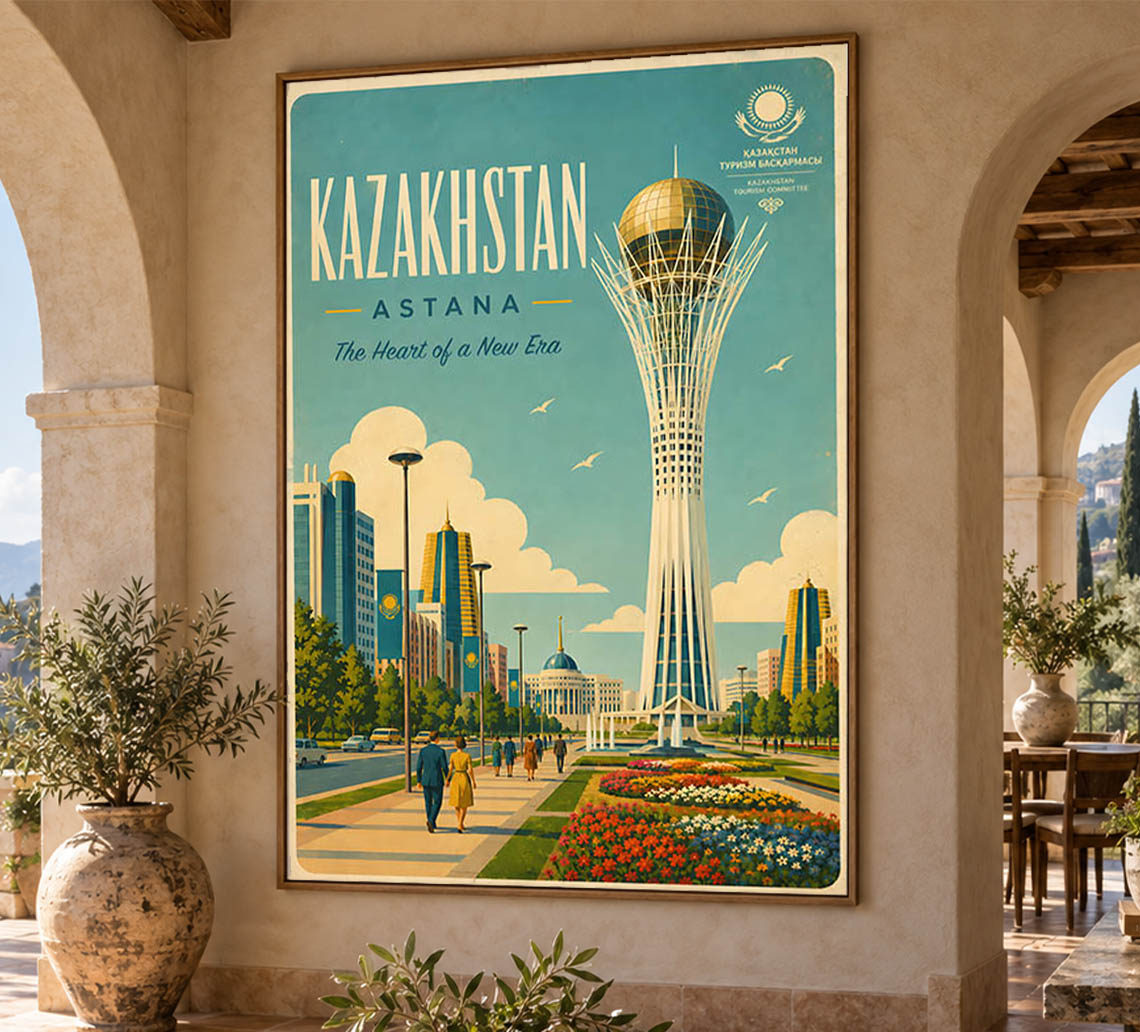 Kazakhstan - Tourism - v1 - Vintage Travel Poster