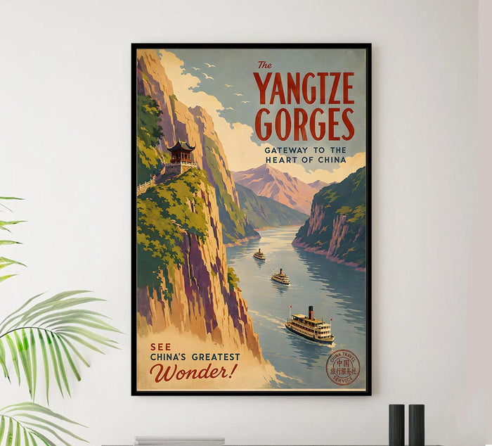 China - Yangtze Gorges - Vintage Tourism Travel Poster