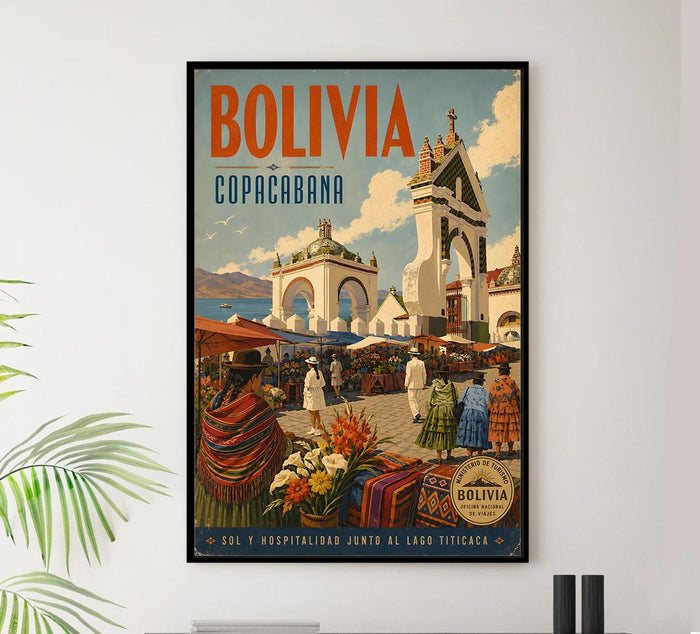 Bolivia - Visit Copacabana - Vintage Tourism Travel Poster