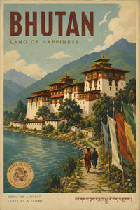 Bhutan - Tourism - v1 - Vintage Travel Poster