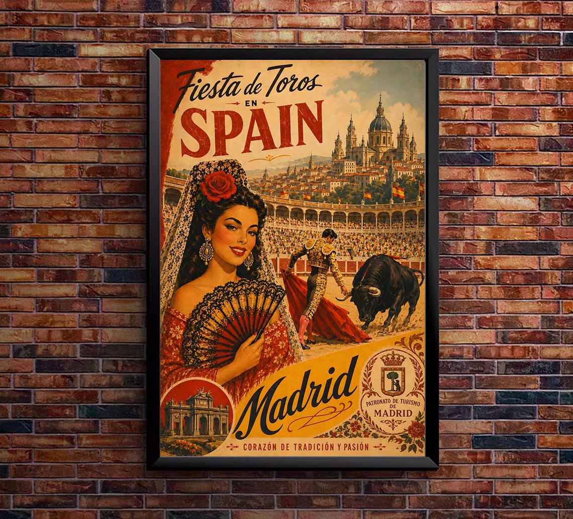 Spain - Madrid - Vintage Tourism Travel Poster