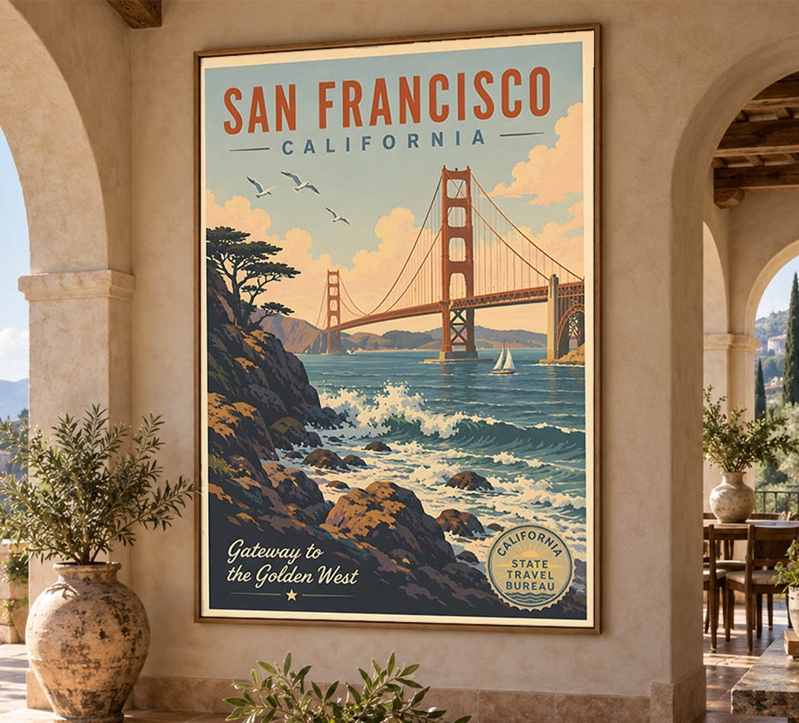 California - San Francisco - Vintage Tourism Travel Poster