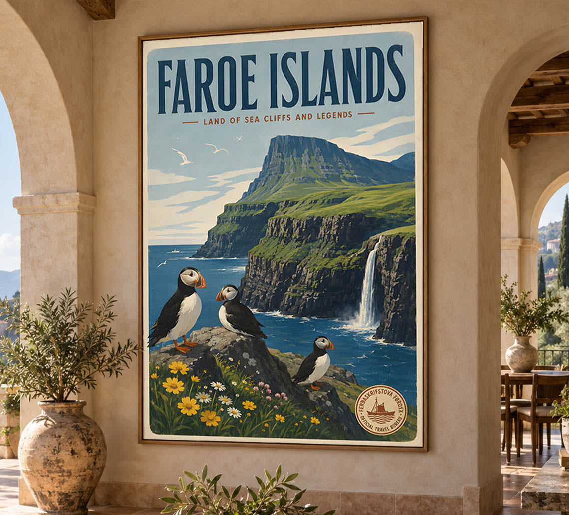 Denmark - Faroe Islands - Vintage Tourism Travel Poster