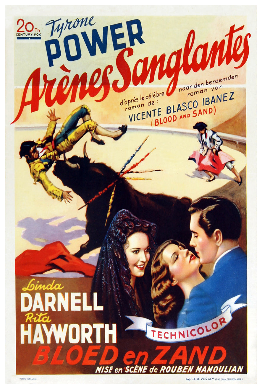 Blood and Sand 1941 - Rita Hayworth - Belgium - Classic Movie Poster