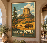 Wyoming - Devil s Tower v1 - Vintage Tourism Travel Poster