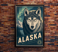Alaska - Wolf Country - Vintage Tourism Travel Poster