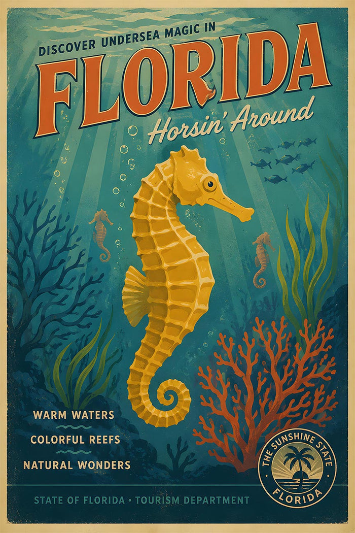 Florida - Horsina Round - Vintage Tourism Travel Poster