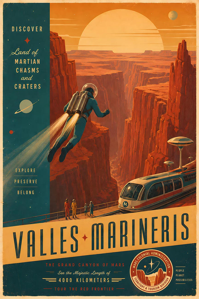 Mars - Valles Marineris - Vintage Tourism Travel Poster