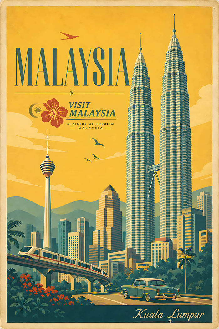 Kuala Lumpur - Tourism - v1 - Vintage Travel Poster