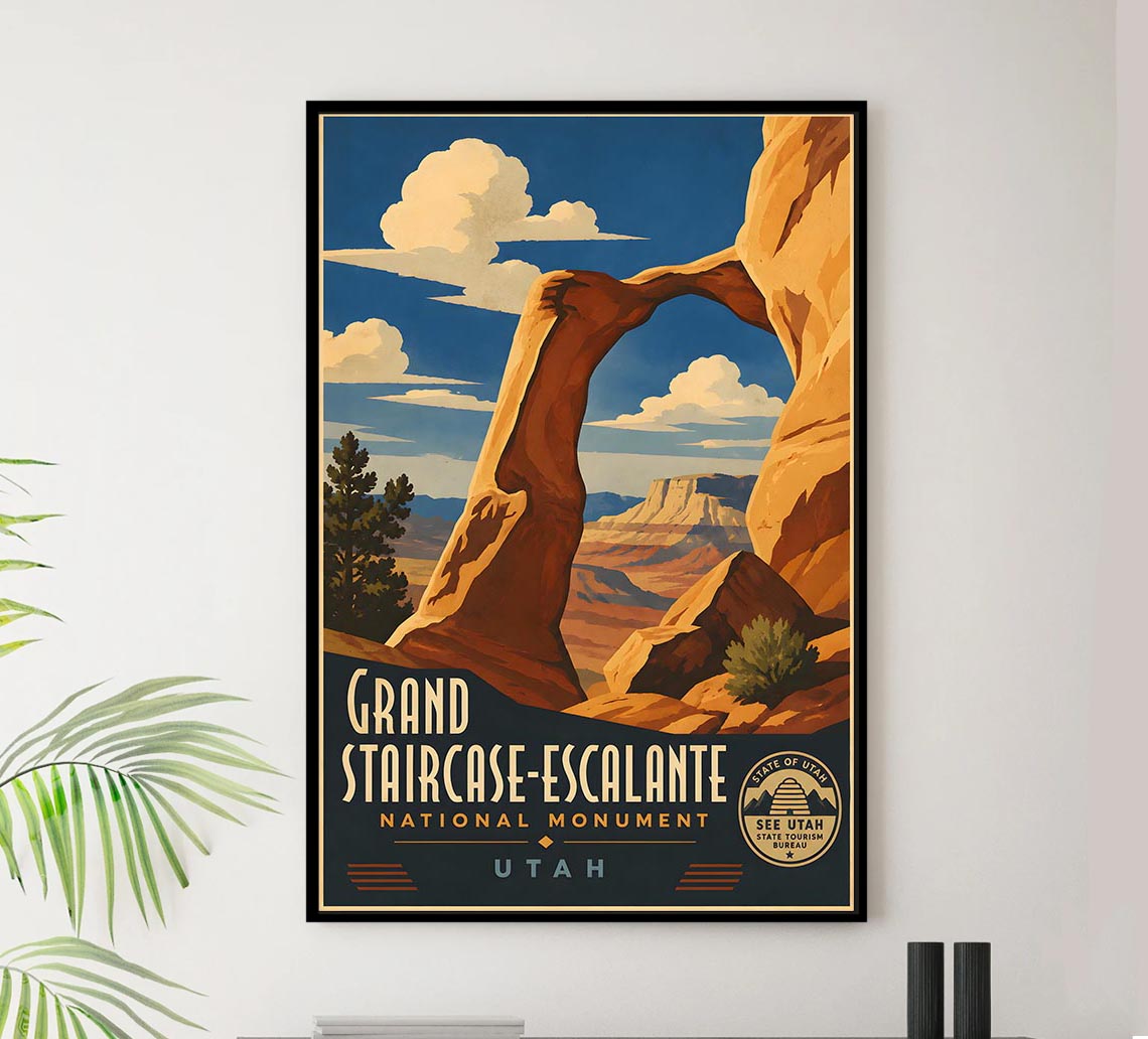 Utah - Grand Staircase-Escalante - Vintage Tourism Travel Poster