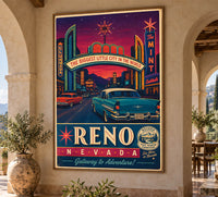 Nevada - Reno - Vintage Tourism Travel Poster