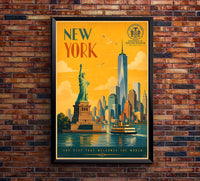 New York - Statue of Liberty - Tourism - v1 - Vintage Travel Poster