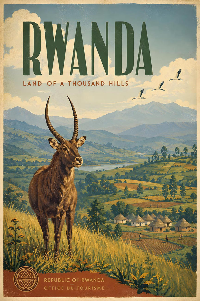 Africa - Rwanda - Vintage Tourism Travel Poster