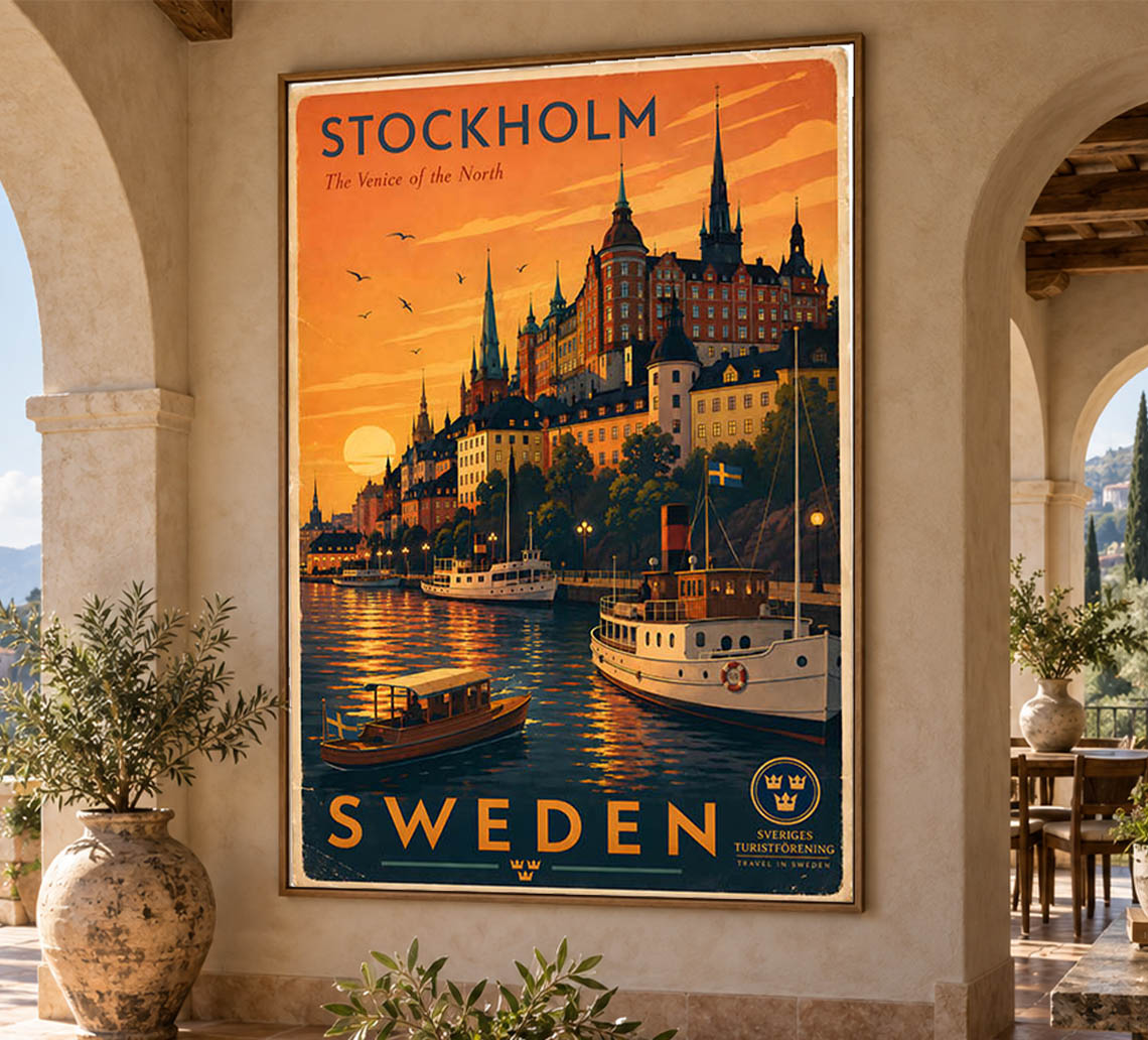 Sweden - Tourism - v1 - Vintage Travel Poster