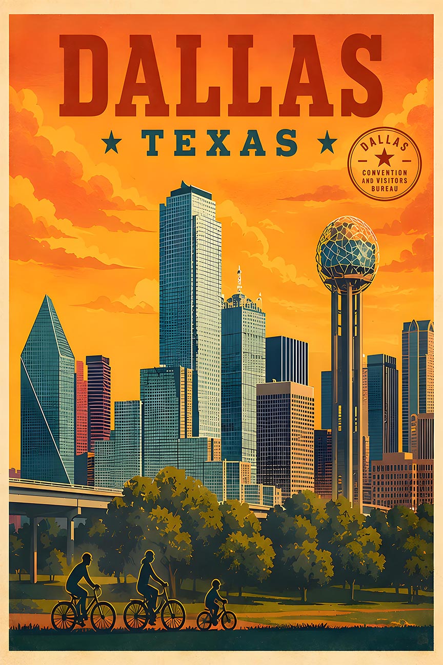 Texas - Dallas - Vintage Tourism Travel Poster