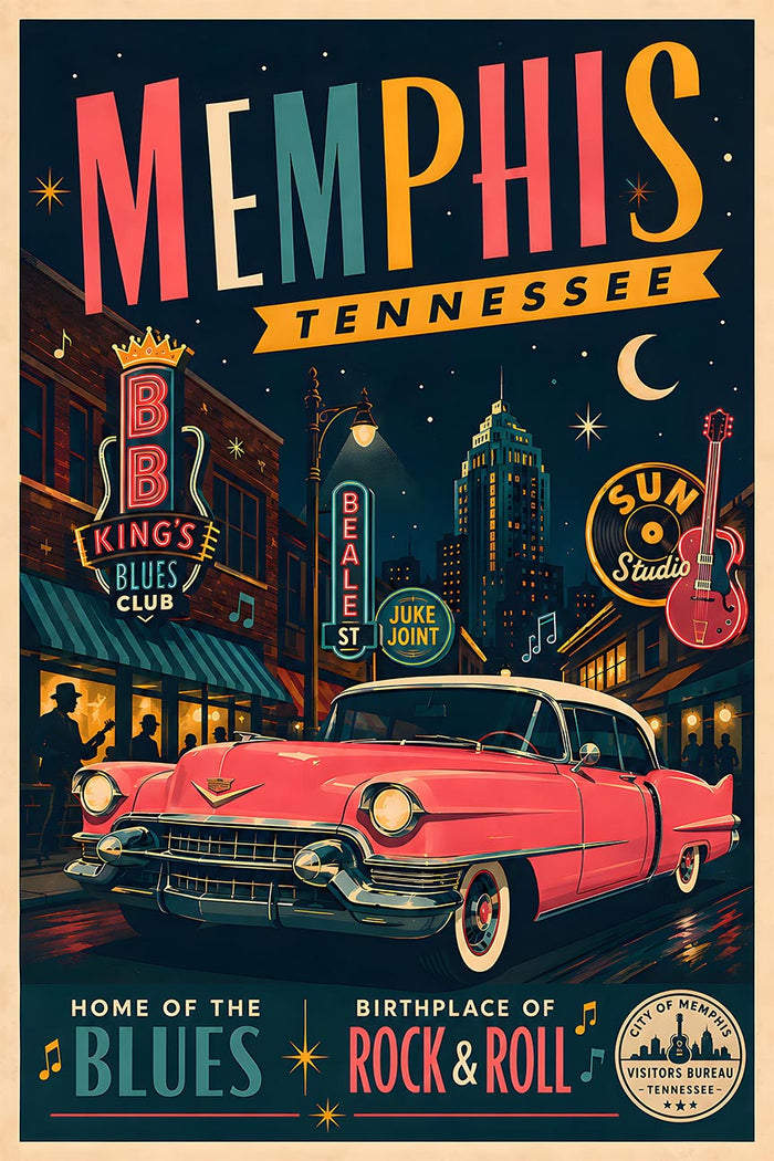 Tennessee - Memphis - Vintage Tourism Travel Poster