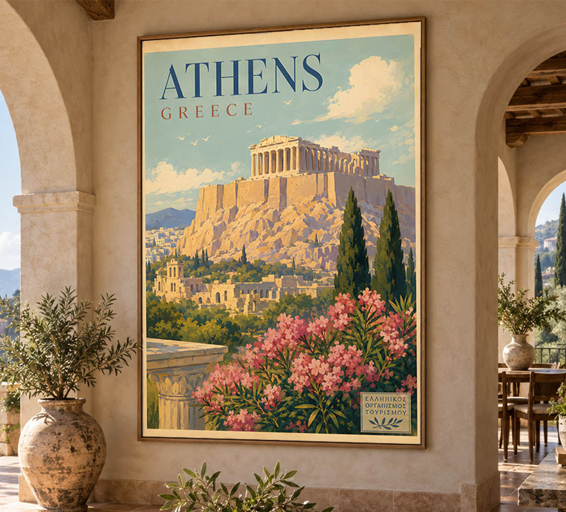 Greece - Athens - Tourism - v1 - Vintage Travel Poster