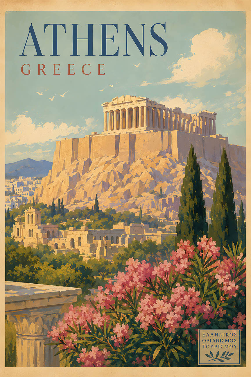 Greece - Athens - Tourism - v1 - Vintage Travel Poster