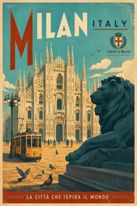 Italy - Milan - Vintage Tourism Travel Poster