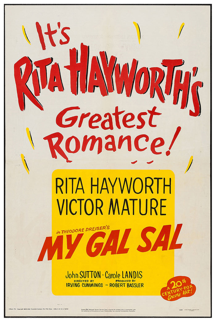My Gal Sal 1942 - Rita Hayworth - US (2) - Classic Movie Poster