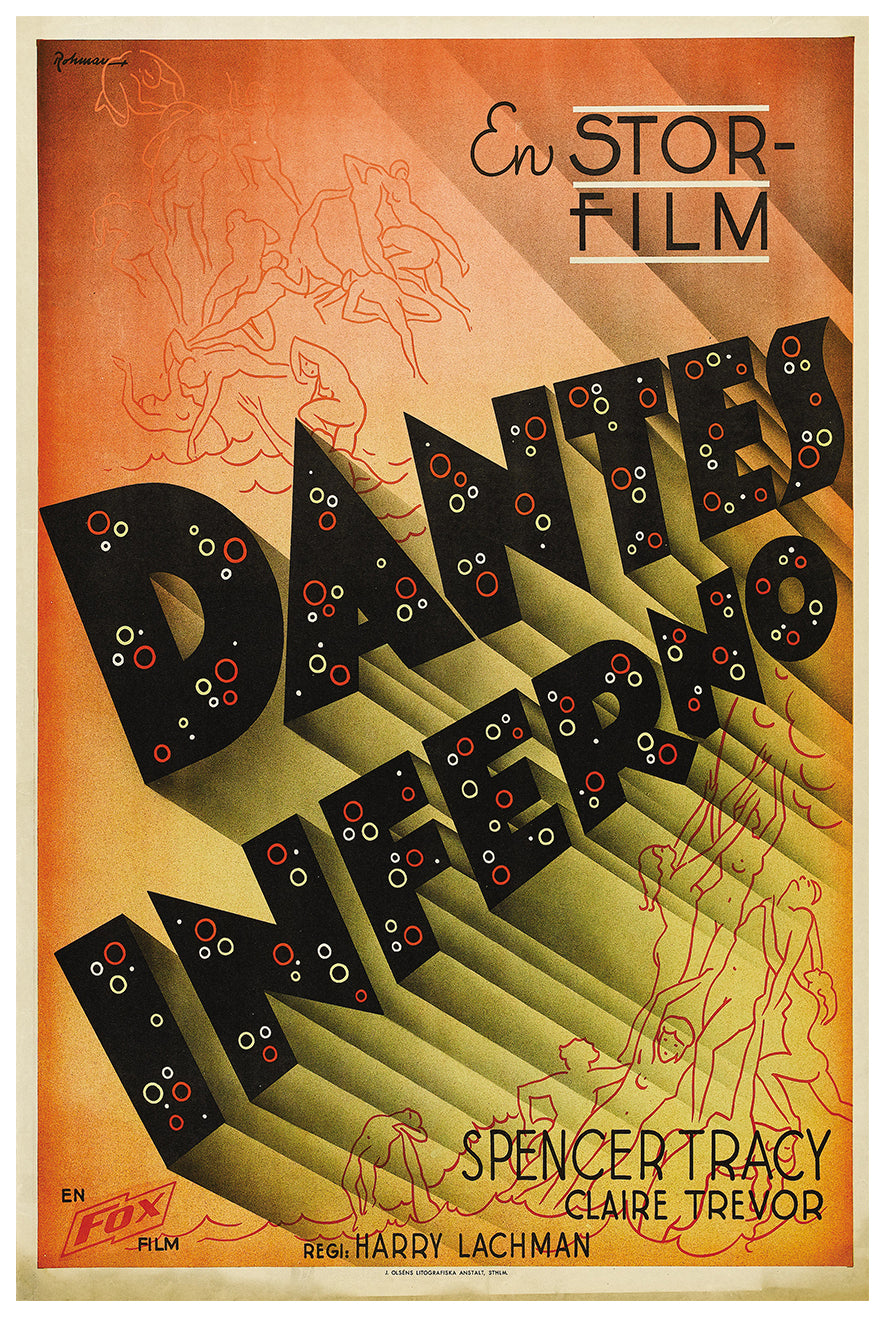 Dante's Inferno 1935 - Rita Hayworth - Sweden - Classic Movie Poster