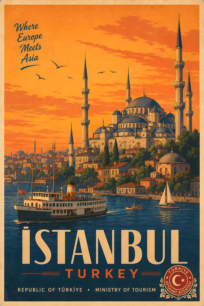 Turkey - Istanbul - Vintage Tourism Travel Poster